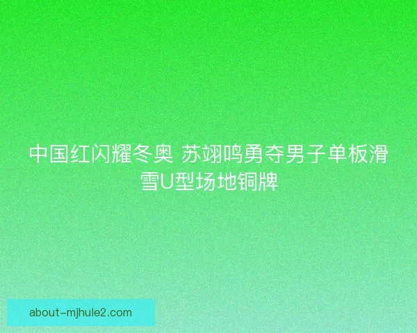 中国红闪耀冬奥 苏翊鸣勇夺男子单板滑雪U型场地铜牌
